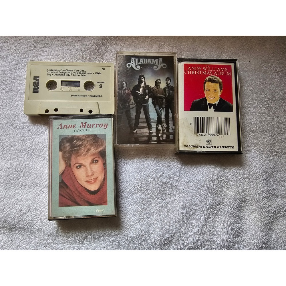 Vintage Cassette Tapes Lot Alabama Andy Williams‎ Anne Murray Music